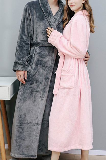 Coral Fleece Solid Color Bathrobe