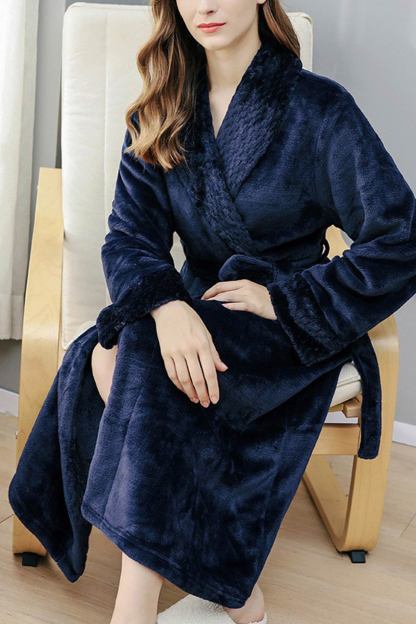 Coral Fleece Solid Color Bathrobe