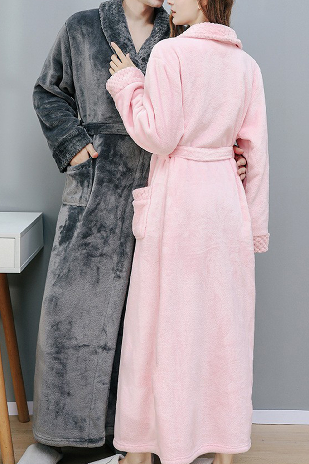 Coral Fleece Solid Color Bathrobe