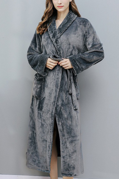 Coral Fleece Solid Color Bathrobe