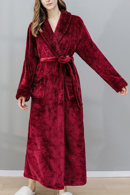 Coral Fleece Solid Color Bathrobe