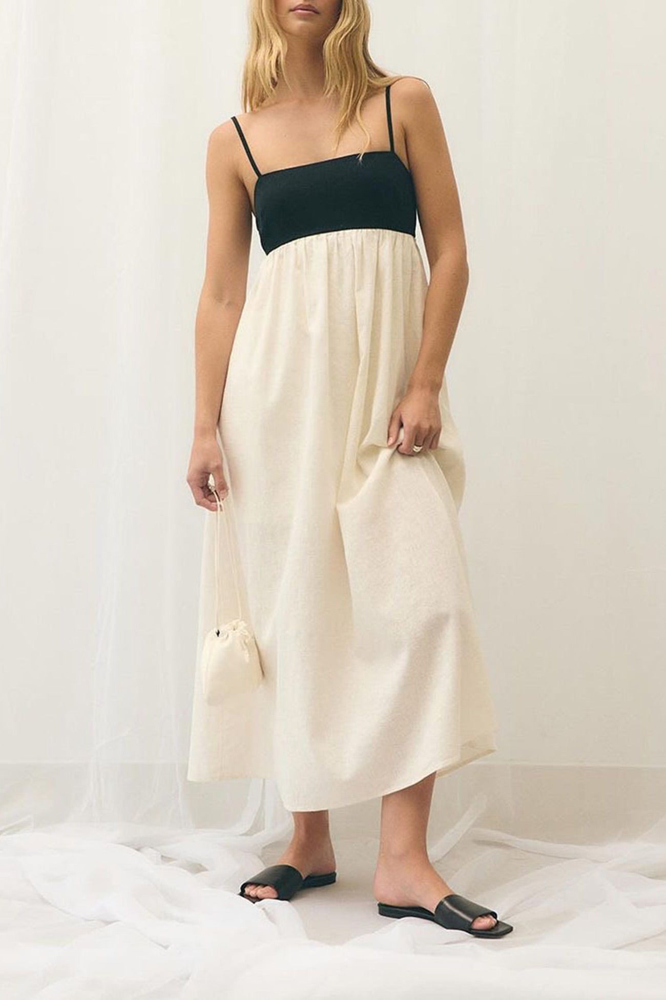 Cotton Contrast Patchwork Cami Dress