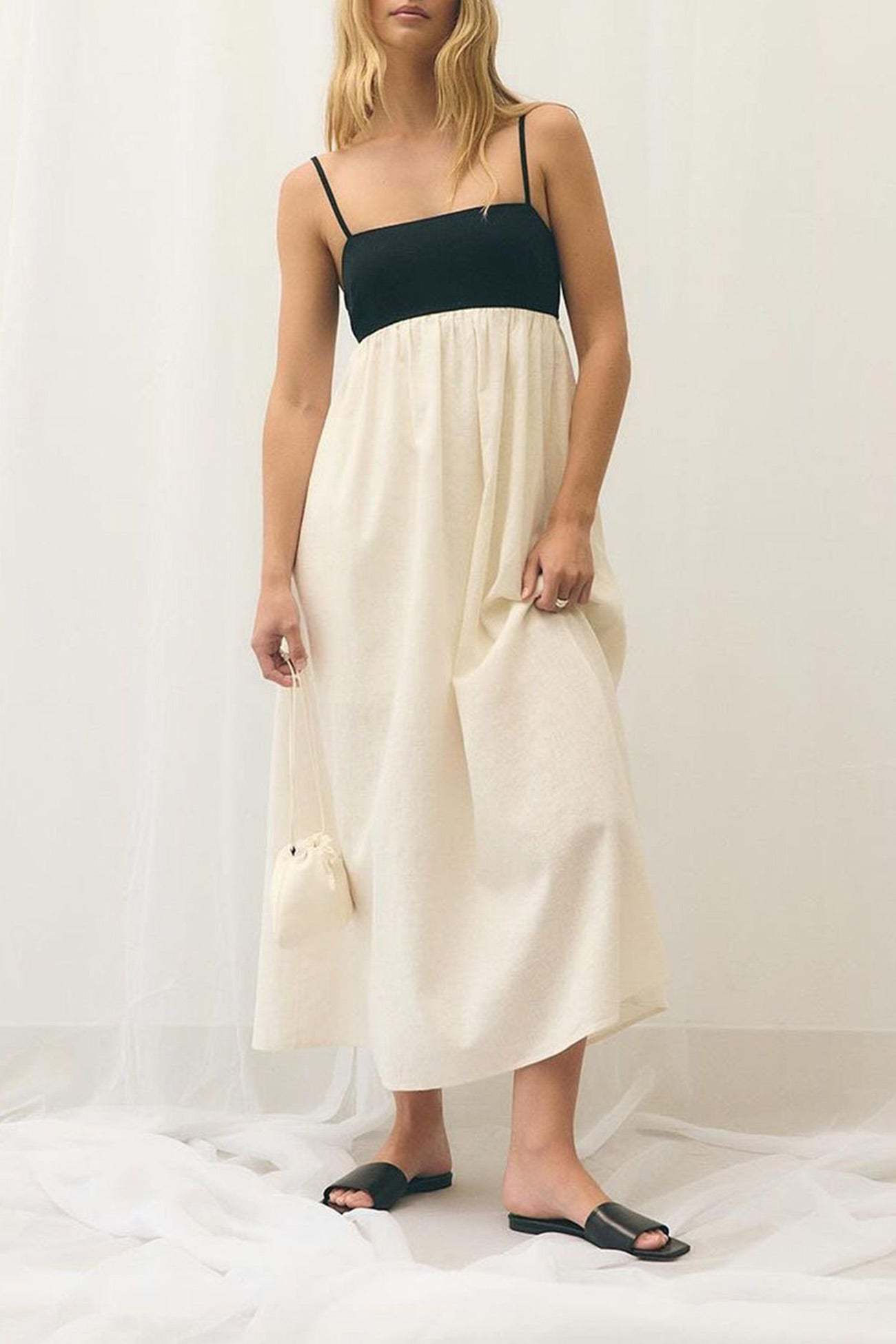 Cotton Contrast Patchwork Cami Dress