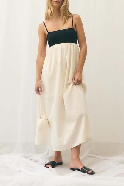 Cotton Contrast Patchwork Cami Dress