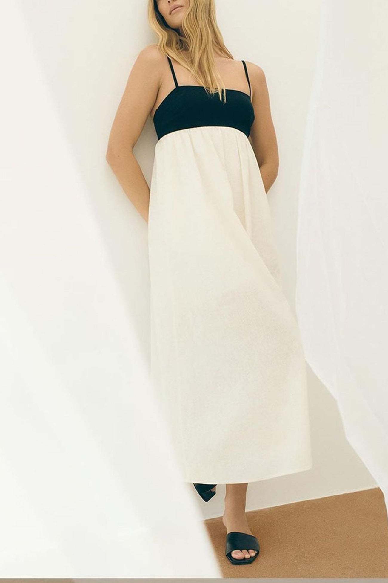 Cotton Contrast Patchwork Cami Dress