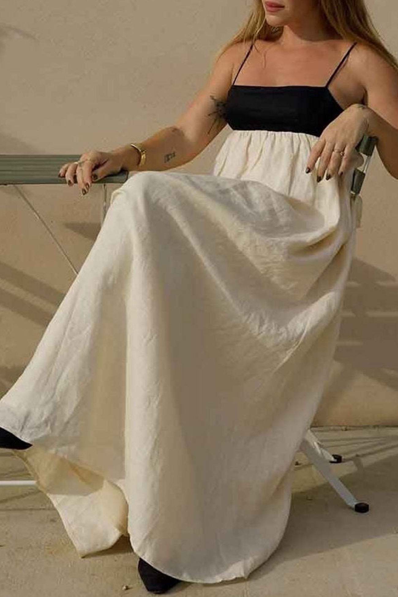 Cotton Contrast Patchwork Cami Dress
