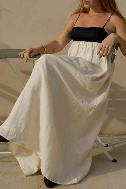 Cotton Contrast Patchwork Cami Dress
