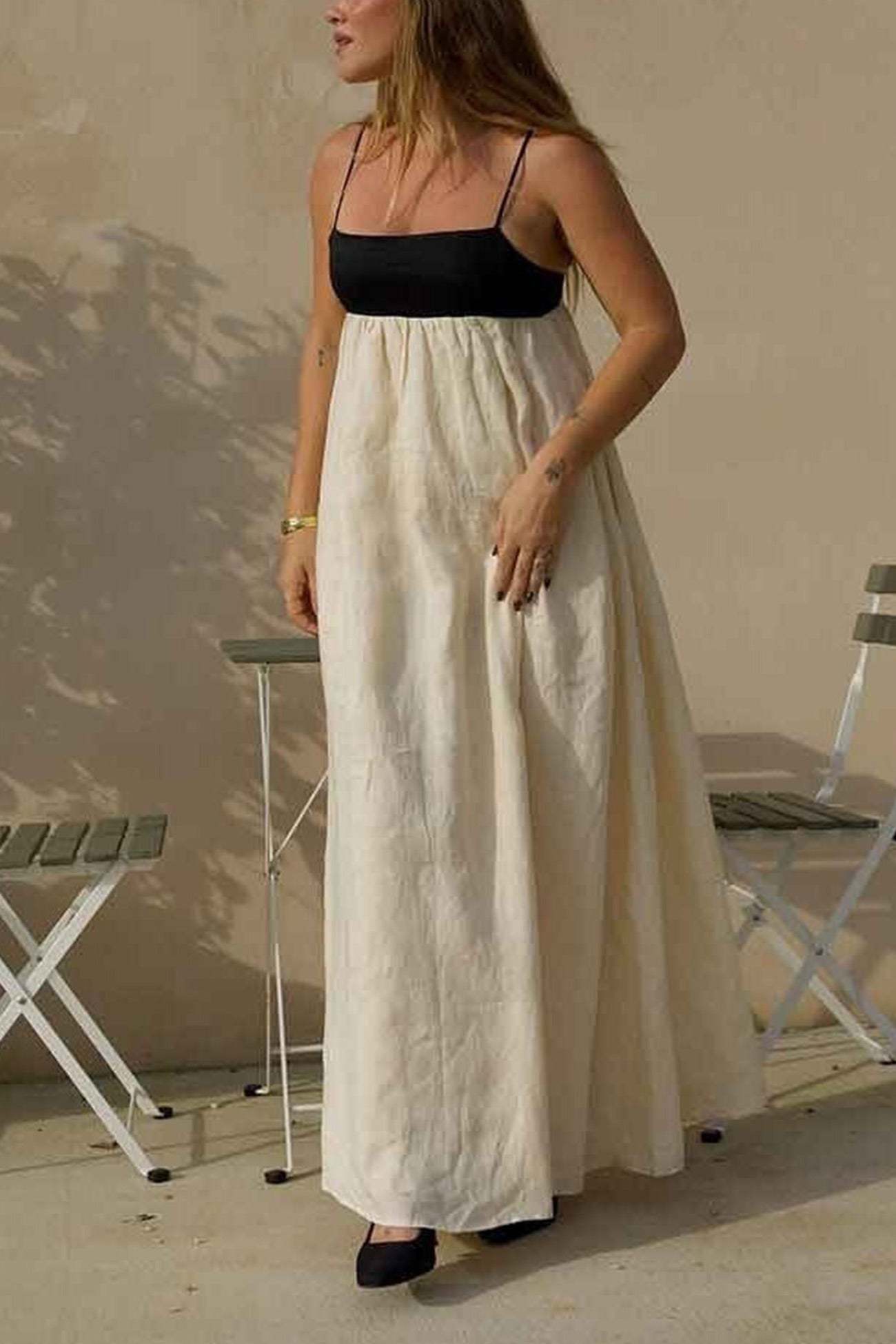 Cotton Contrast Patchwork Cami Dress