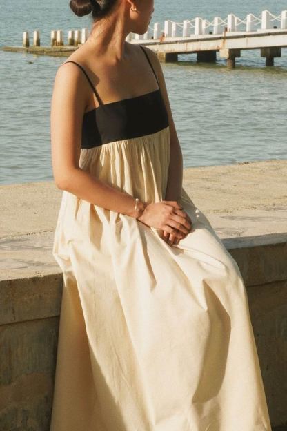 Cotton Contrast Patchwork Cami Dress