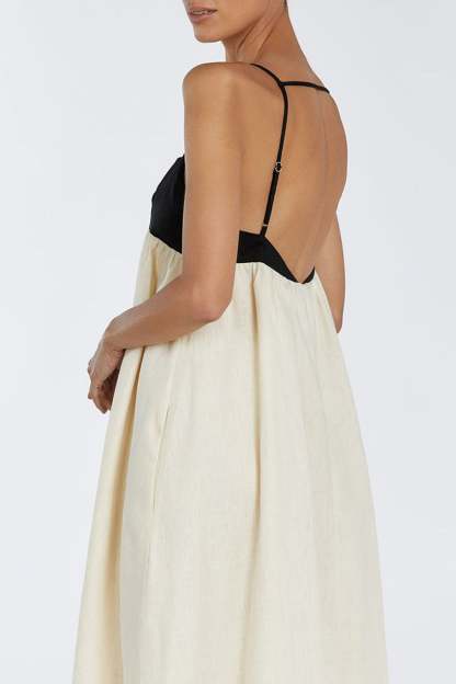 Cotton Contrast Patchwork Cami Dress