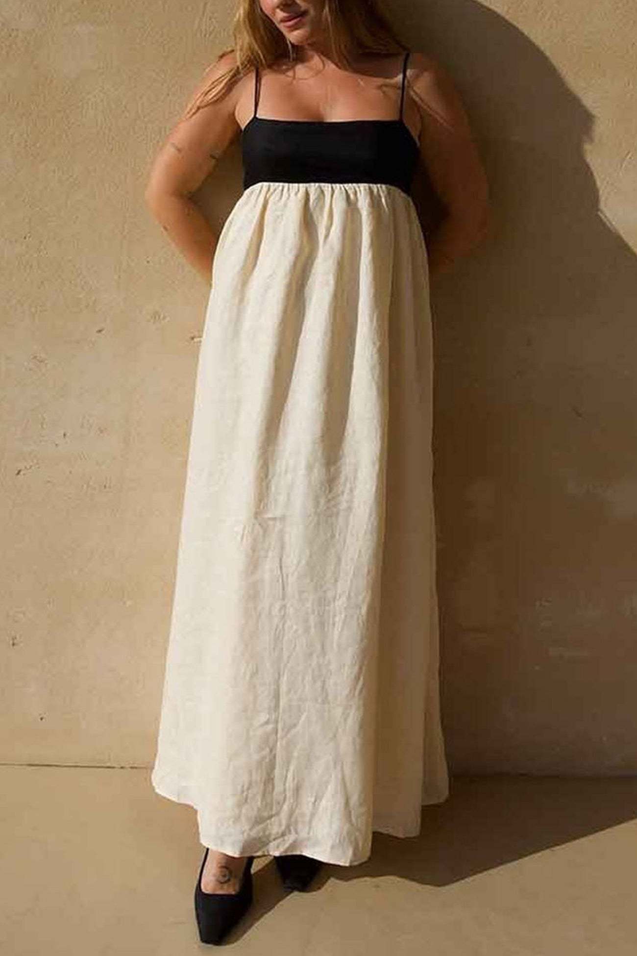 Cotton Contrast Patchwork Cami Dress