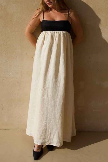 Cotton Contrast Patchwork Cami Dress