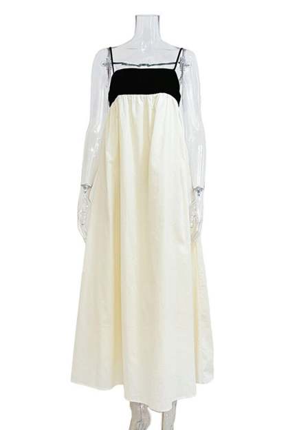 Cotton Contrast Patchwork Cami Dress