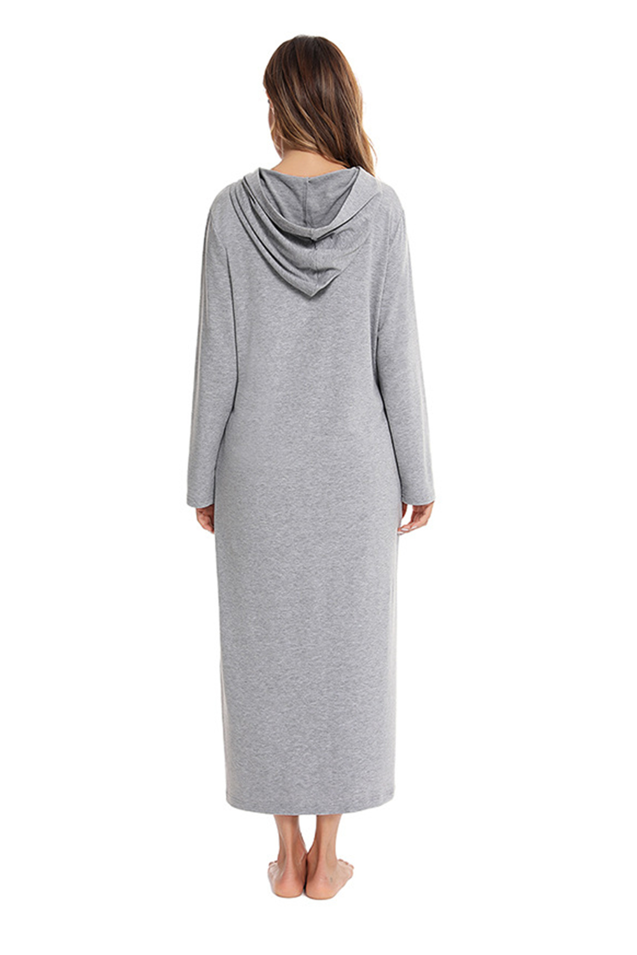 Cotton Long Sleeve Zip-up Hooded Cardigan