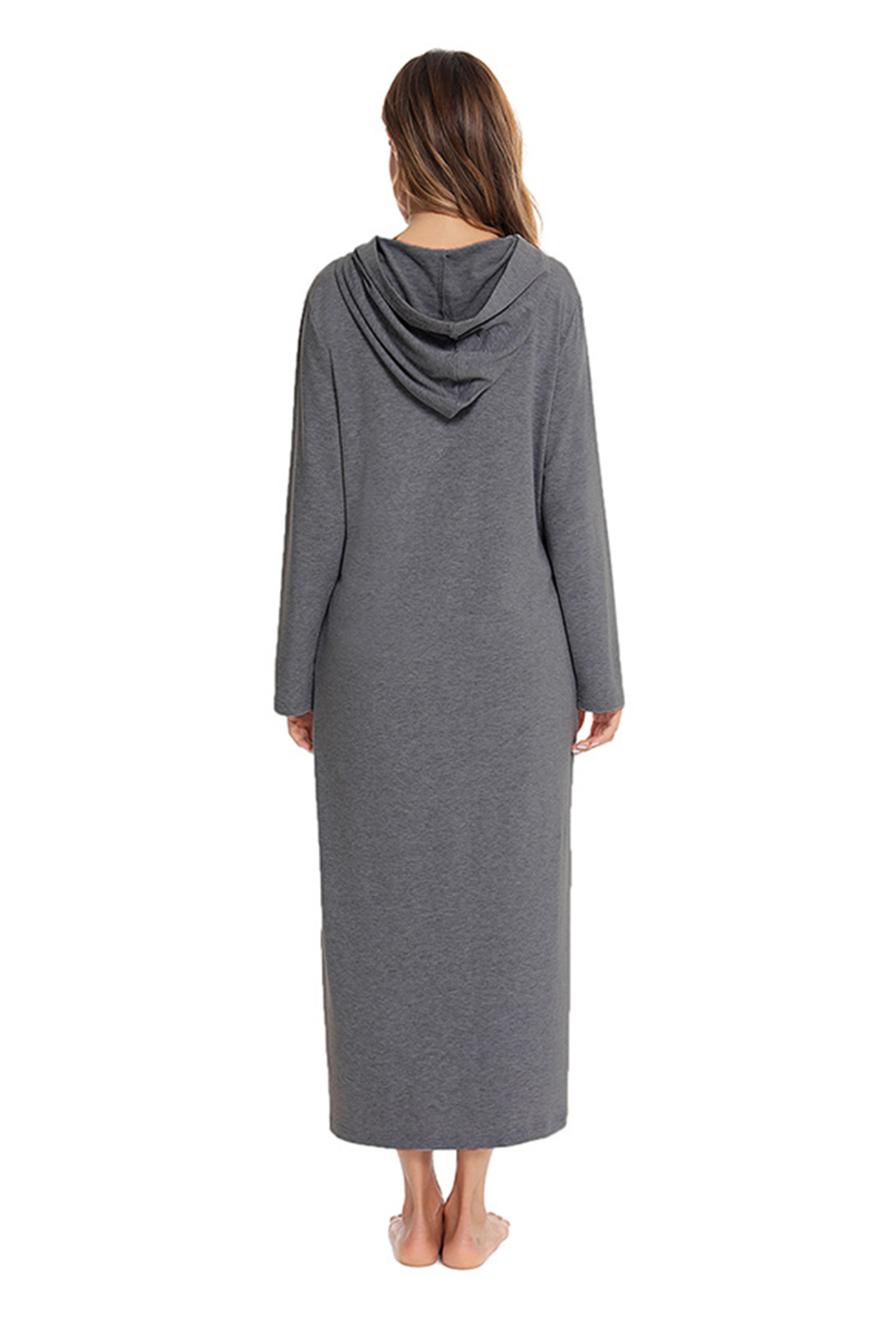 Cotton Long Sleeve Zip-up Hooded Cardigan