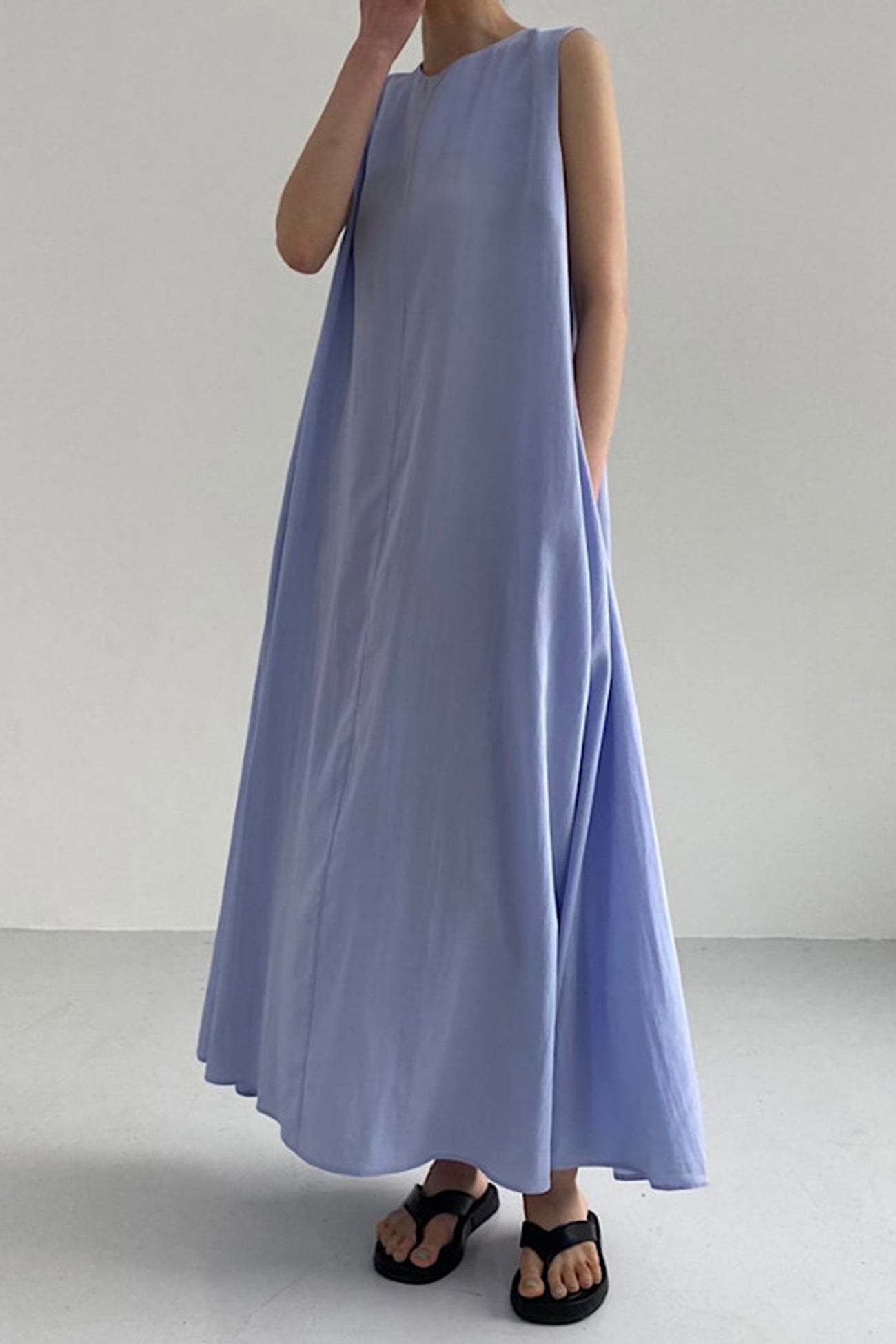 Cotton Loose Pocketed Tank Dress