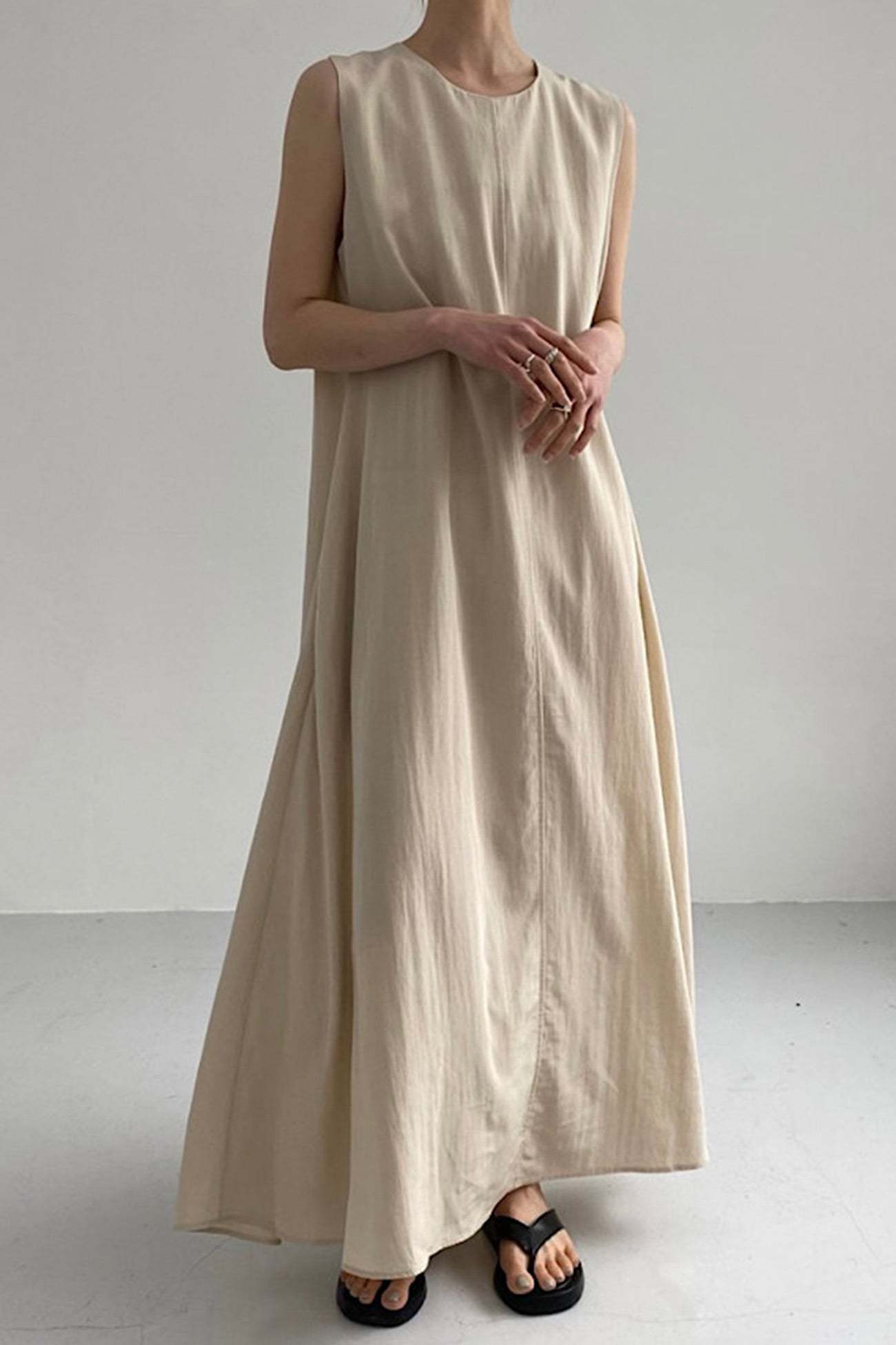 Cotton Loose Pocketed Tank Dress