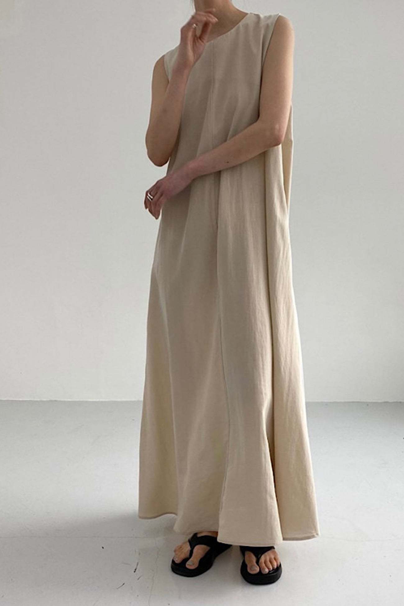 Cotton Loose Pocketed Tank Dress