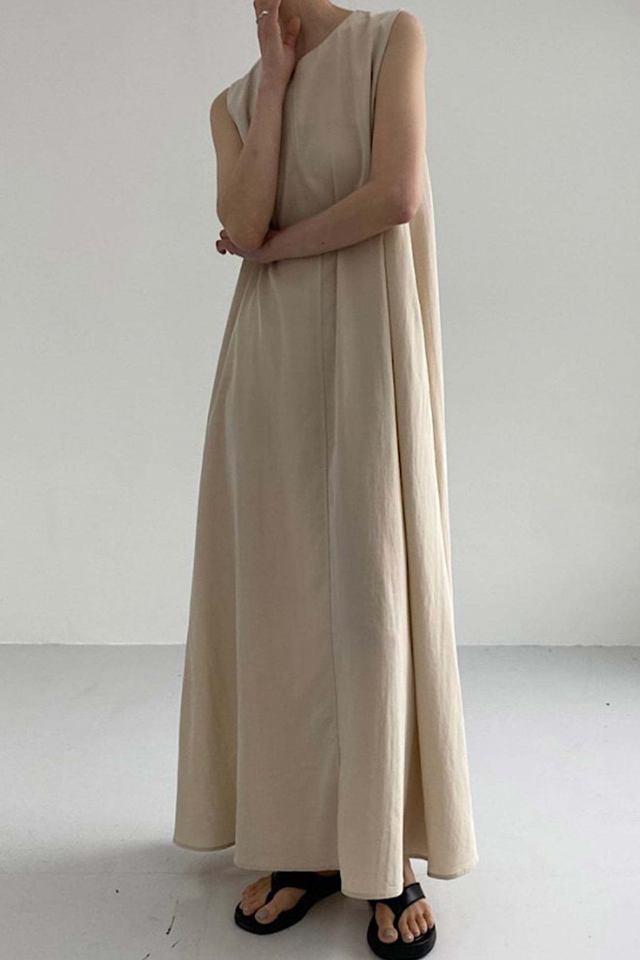 Cotton Loose Pocketed Tank Dress