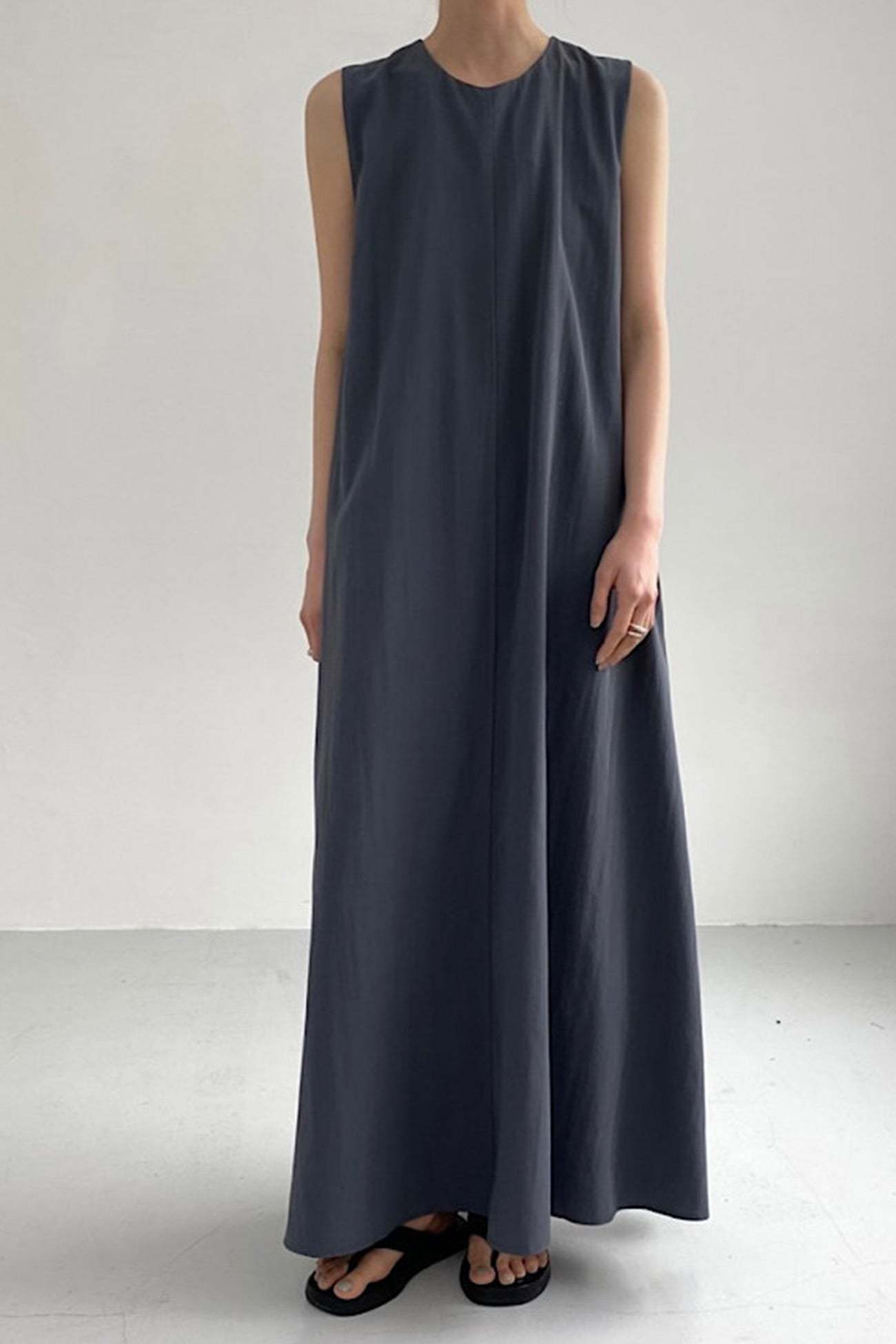 Cotton Loose Pocketed Tank Dress