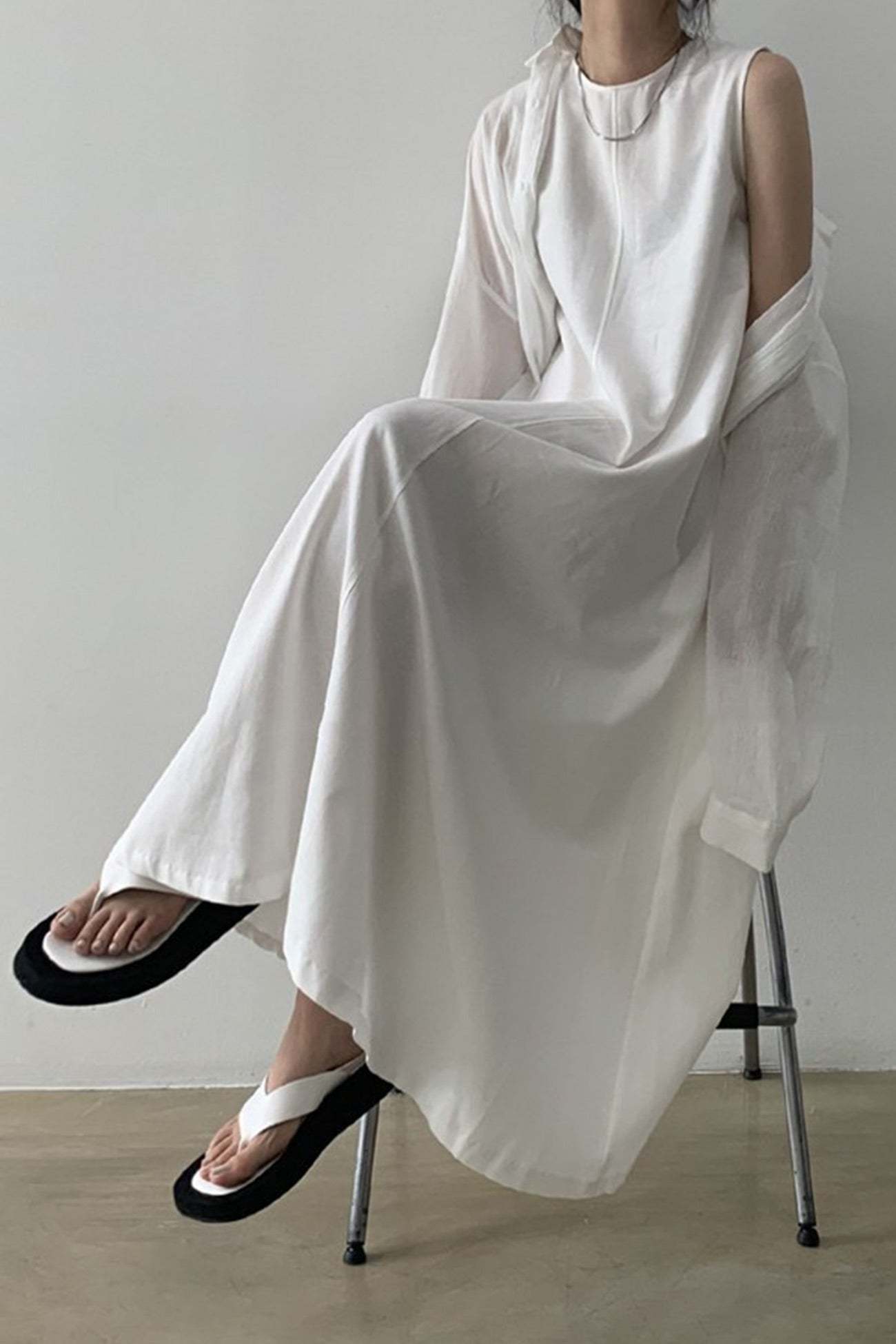 Cotton Loose Pocketed Tank Dress