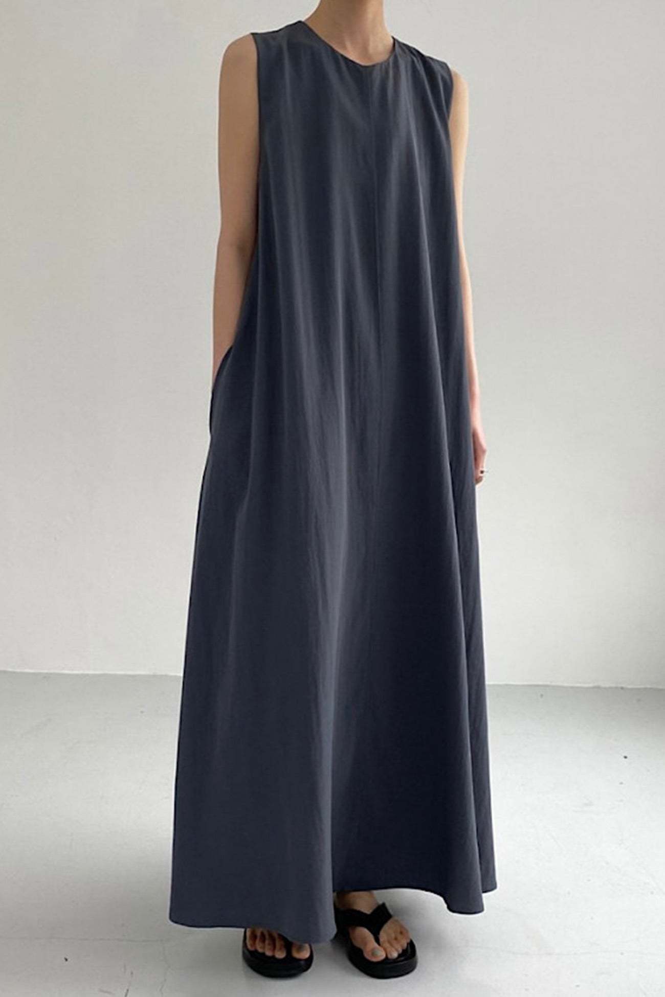 Cotton Loose Pocketed Tank Dress