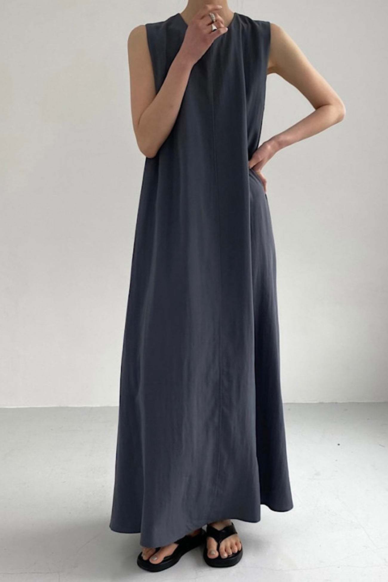 Cotton Loose Pocketed Tank Dress