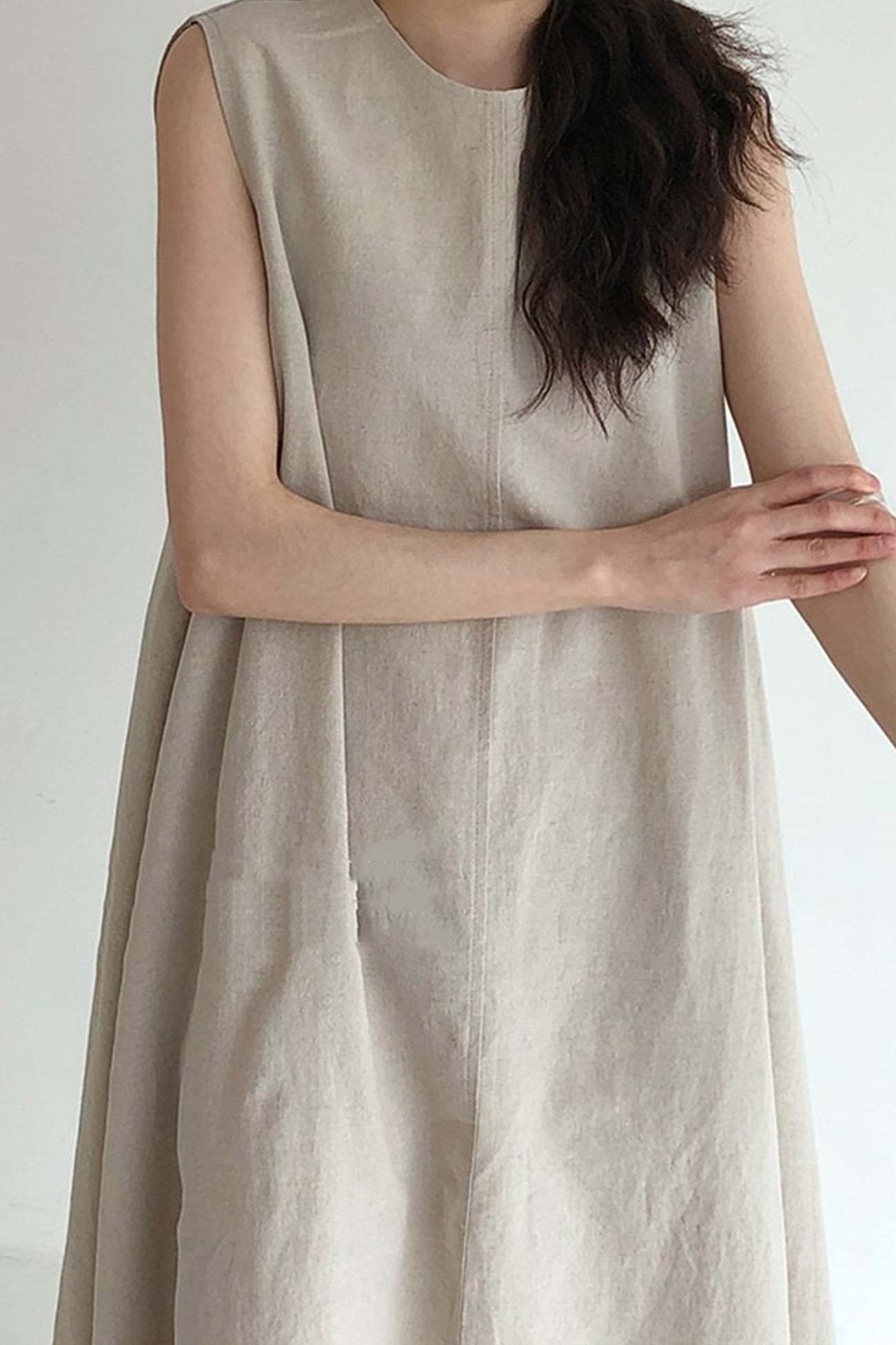 Cotton Loose Pocketed Tank Dress