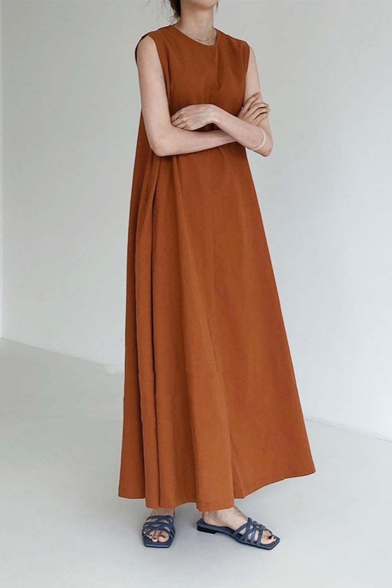 Cotton Loose Pocketed Tank Dress