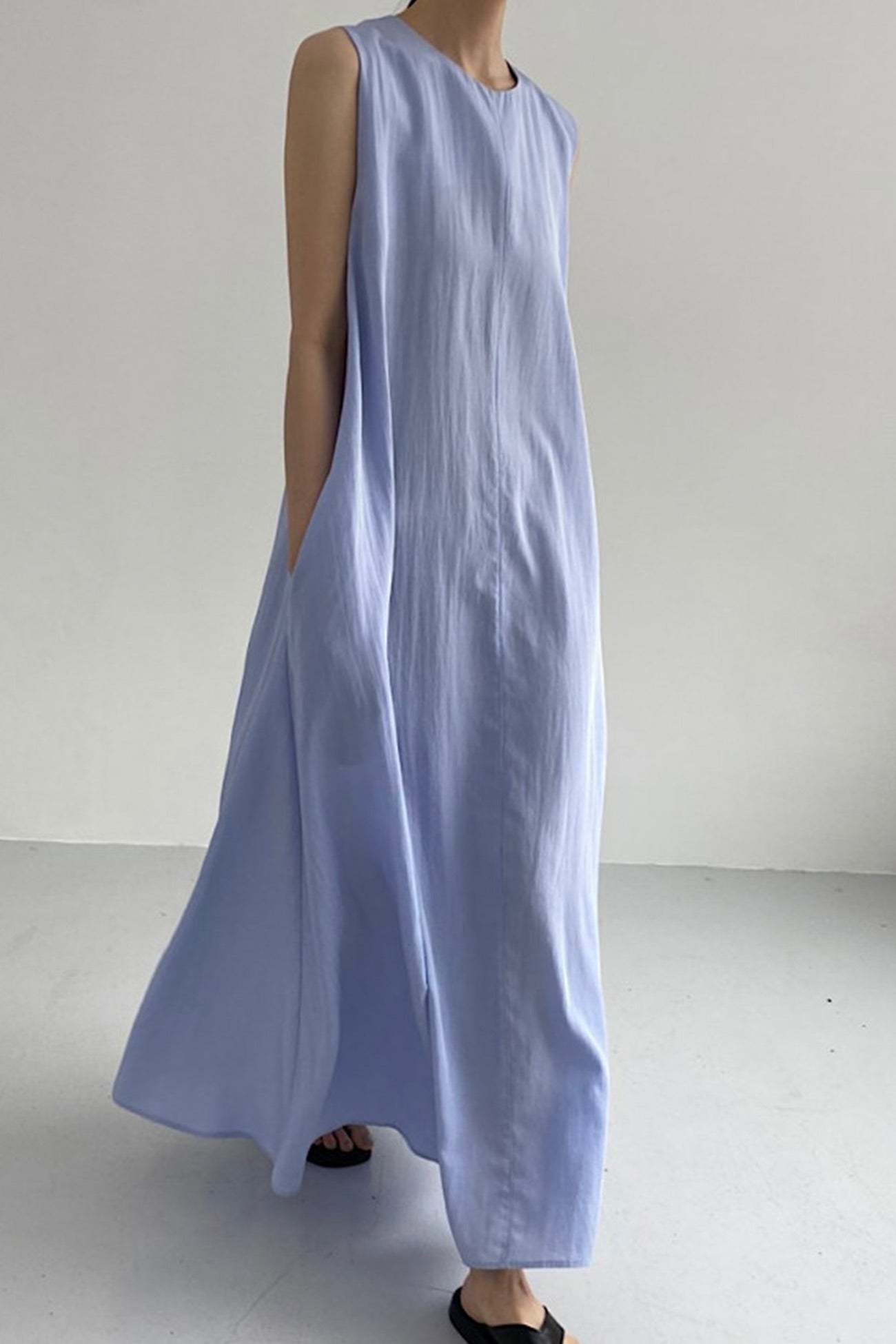 Cotton Loose Pocketed Tank Dress