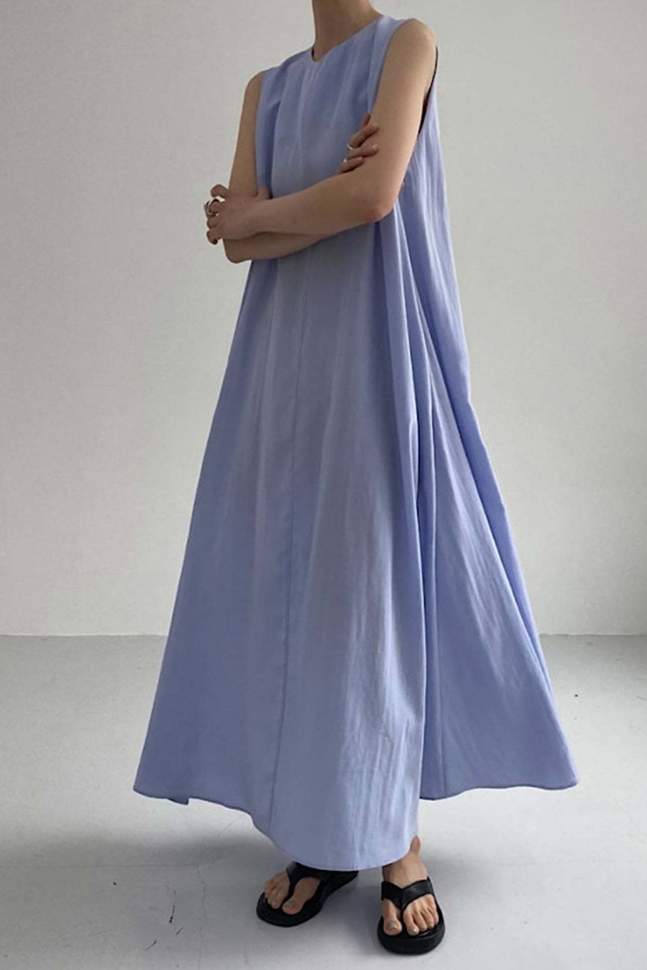 Cotton Loose Pocketed Tank Dress