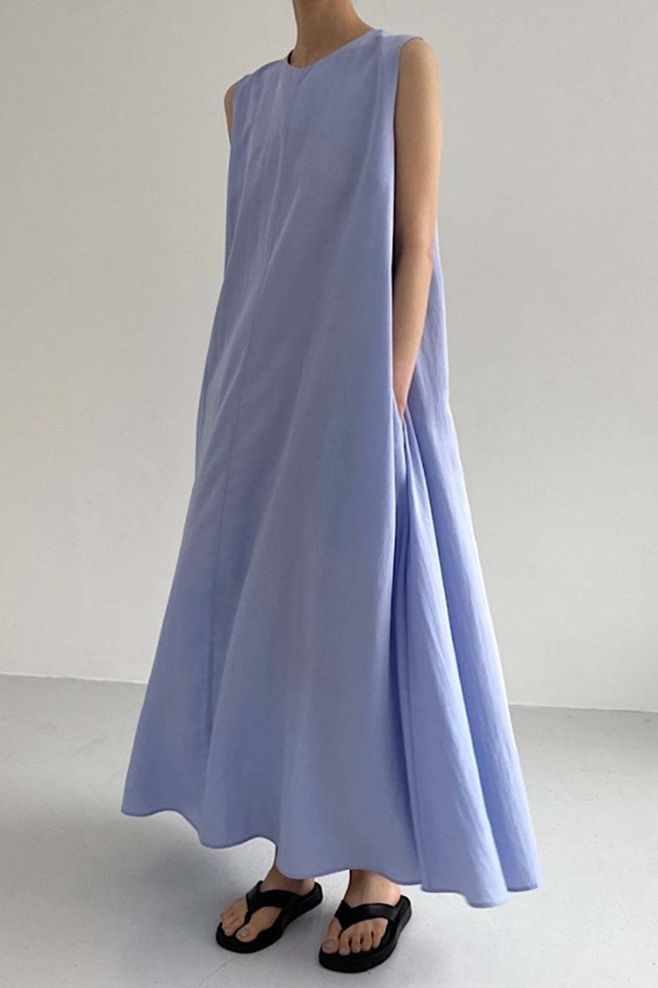 Cotton Loose Pocketed Tank Dress
