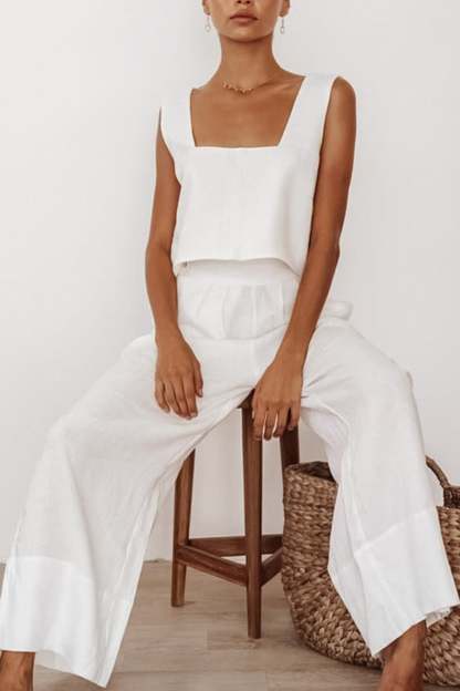 Cotton Square Neck Tank Pants Suits
