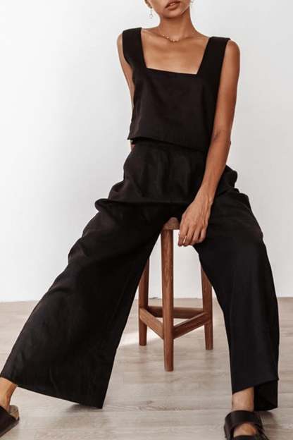 Cotton Square Neck Tank Pants Suits