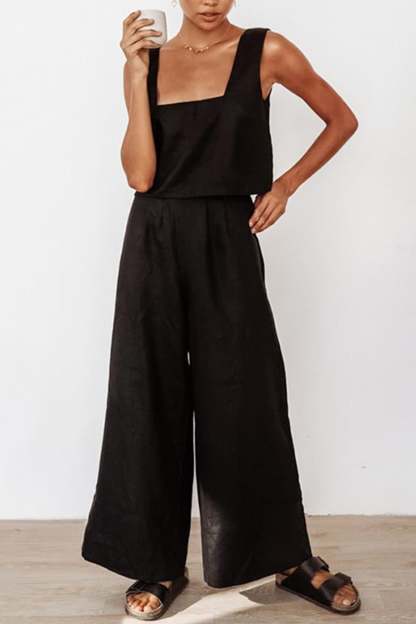 Cotton Square Neck Tank Pants Suits