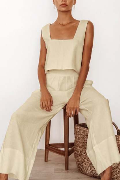 Cotton Square Neck Tank Pants Suits
