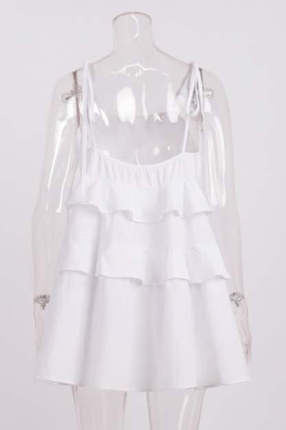 Cotton Tie-straps Tiered Cami Babydoll Dress