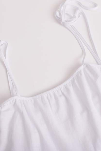 Cotton Tie-straps Tiered Cami Babydoll Dress