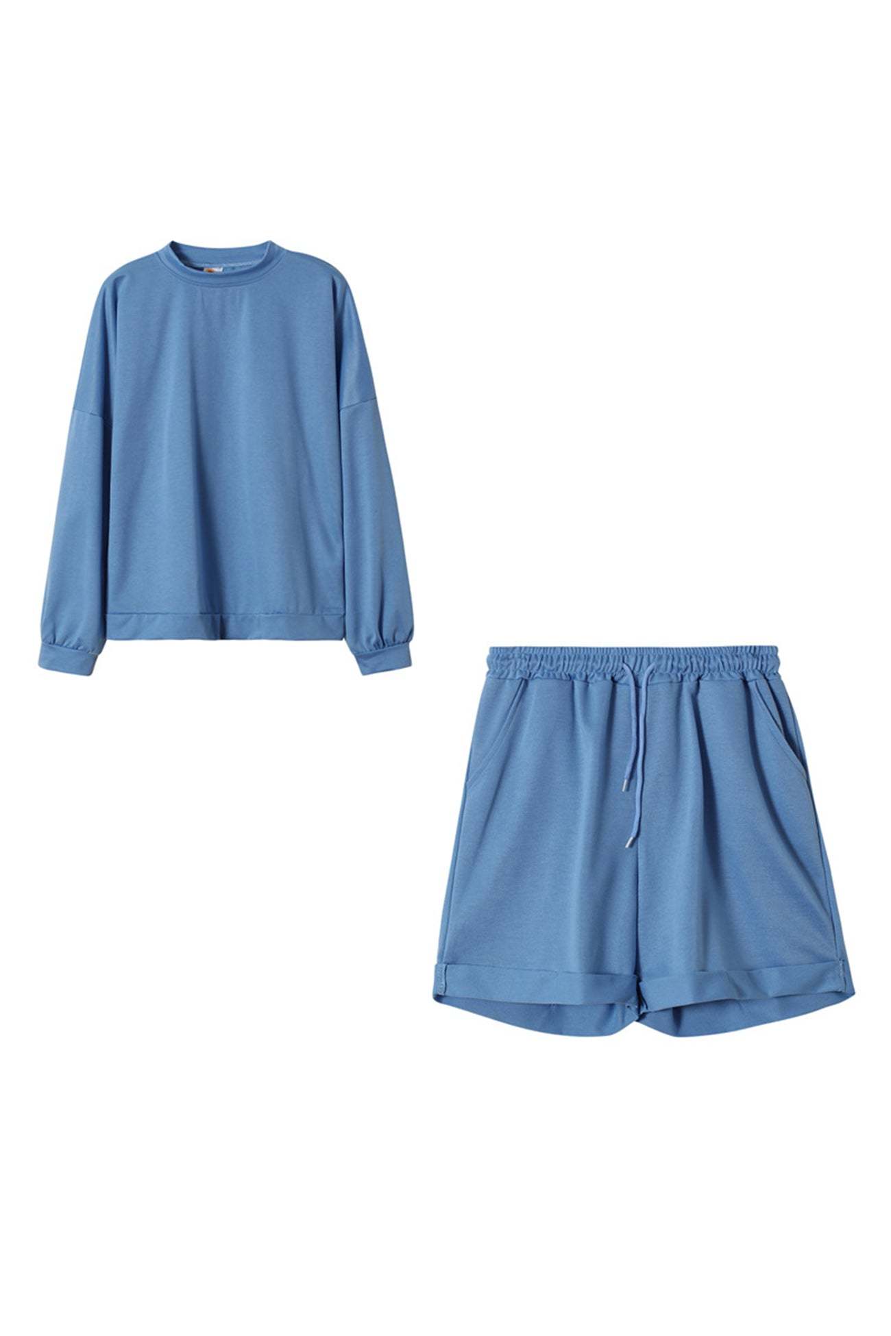 Crew Neck Sweatshirt Shorts Set