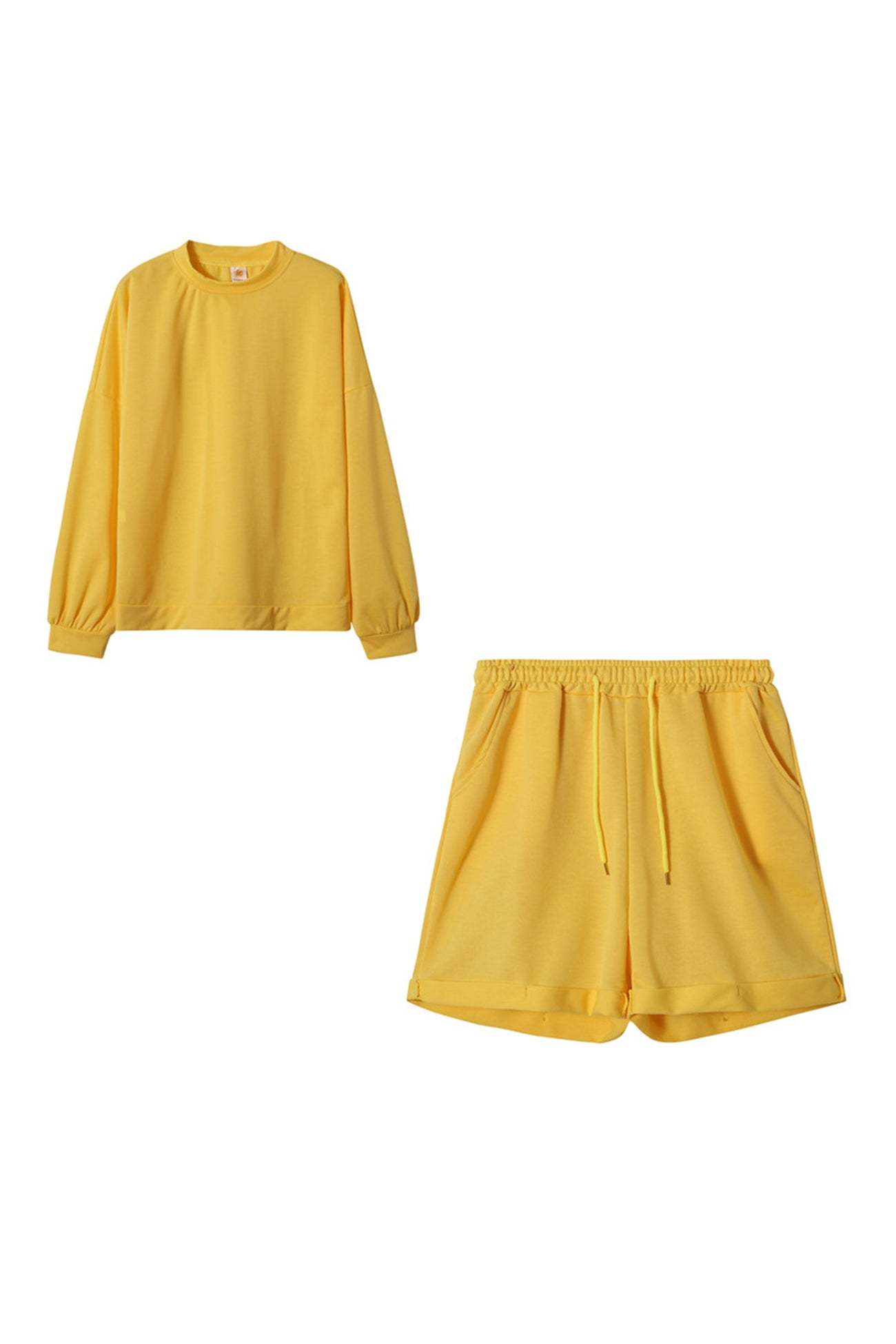 Crew Neck Sweatshirt Shorts Set