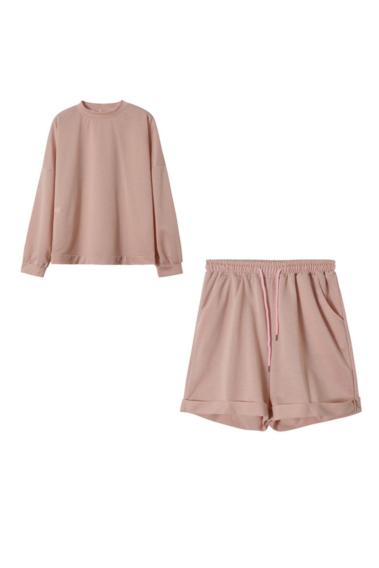 Crew Neck Sweatshirt Shorts Set