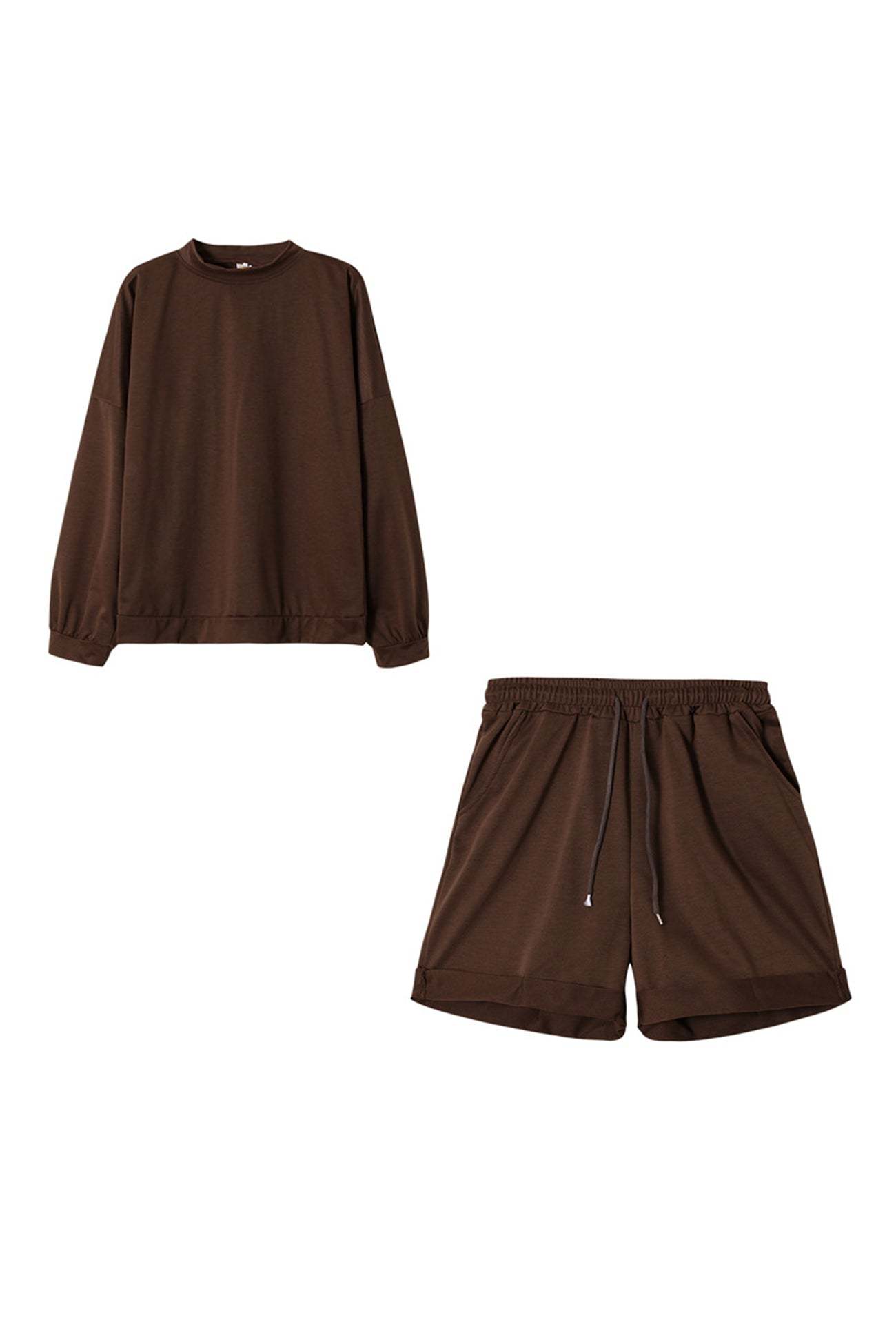 Crew Neck Sweatshirt Shorts Set