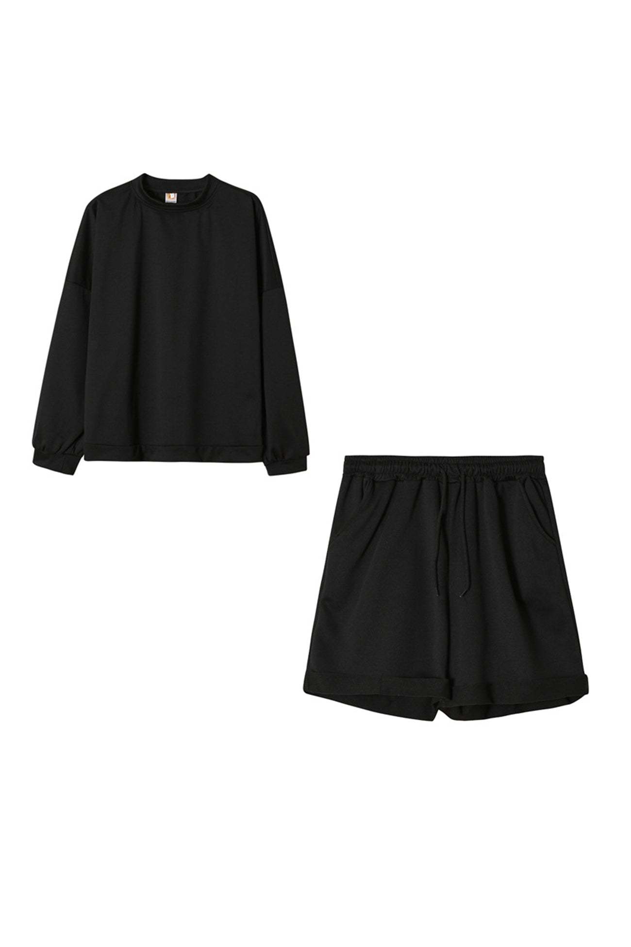 Crew Neck Sweatshirt Shorts Set