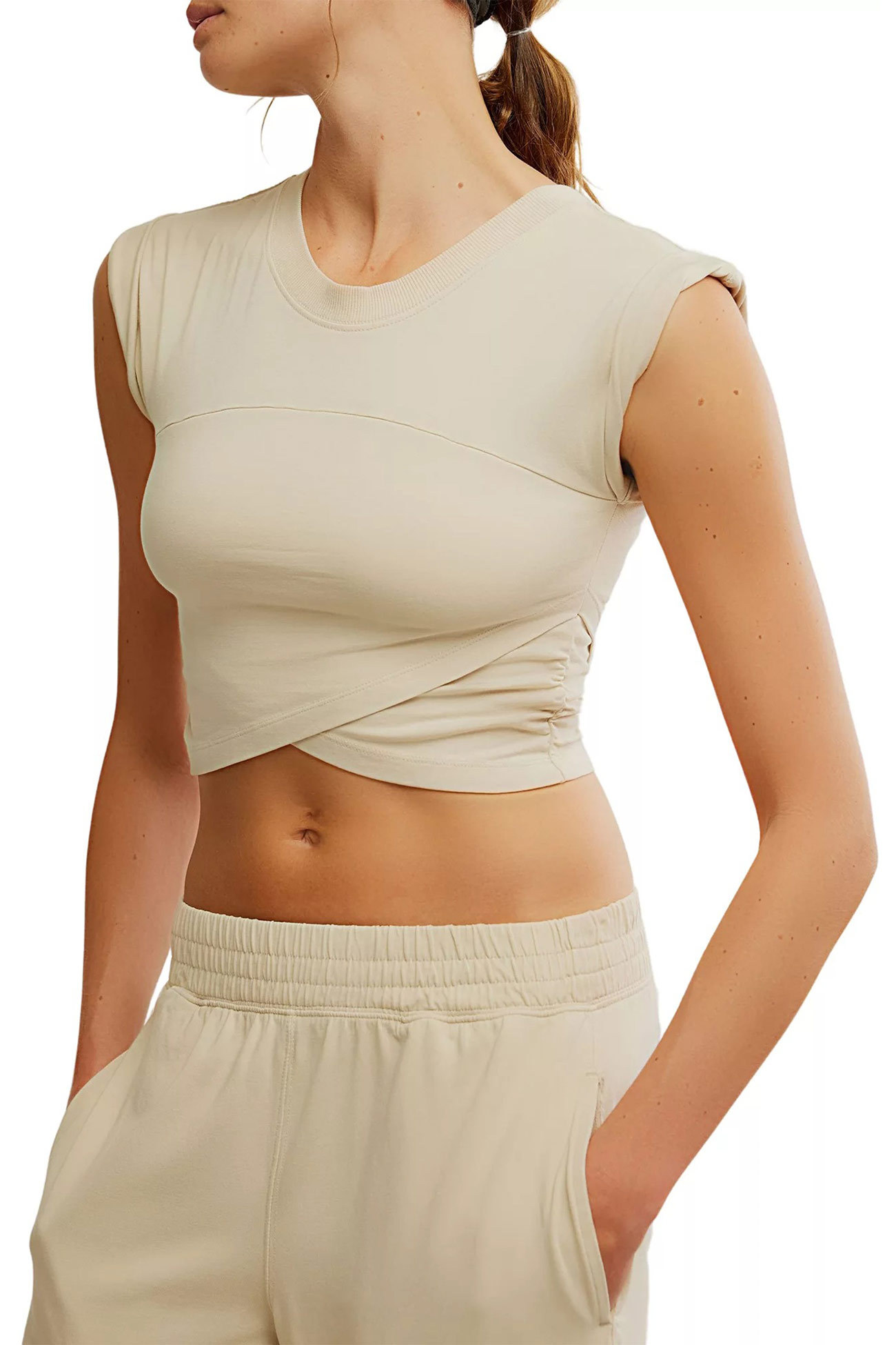 Crossover Crop Top Two-piece Outfit