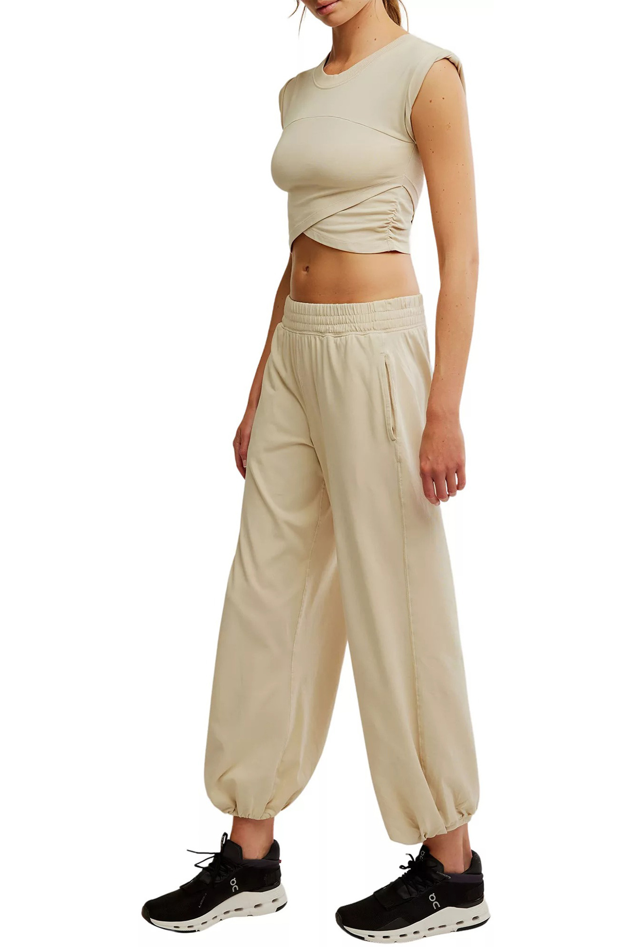 Crossover Crop Top Two-piece Outfit
