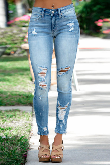 Distressed Mid-rise Bodycon Jeans