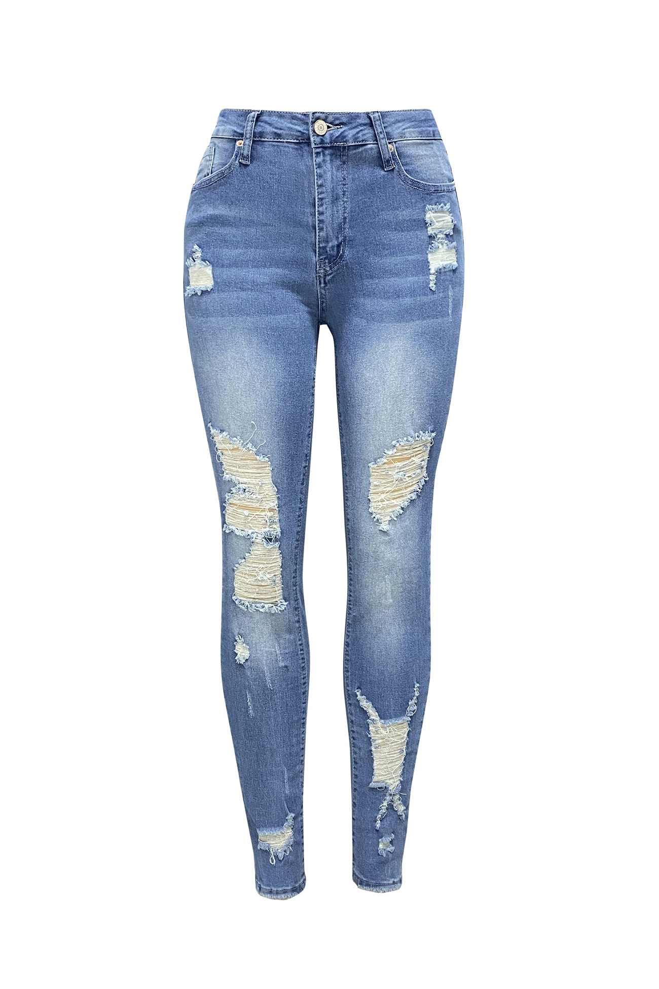 Distressed Mid-rise Bodycon Jeans