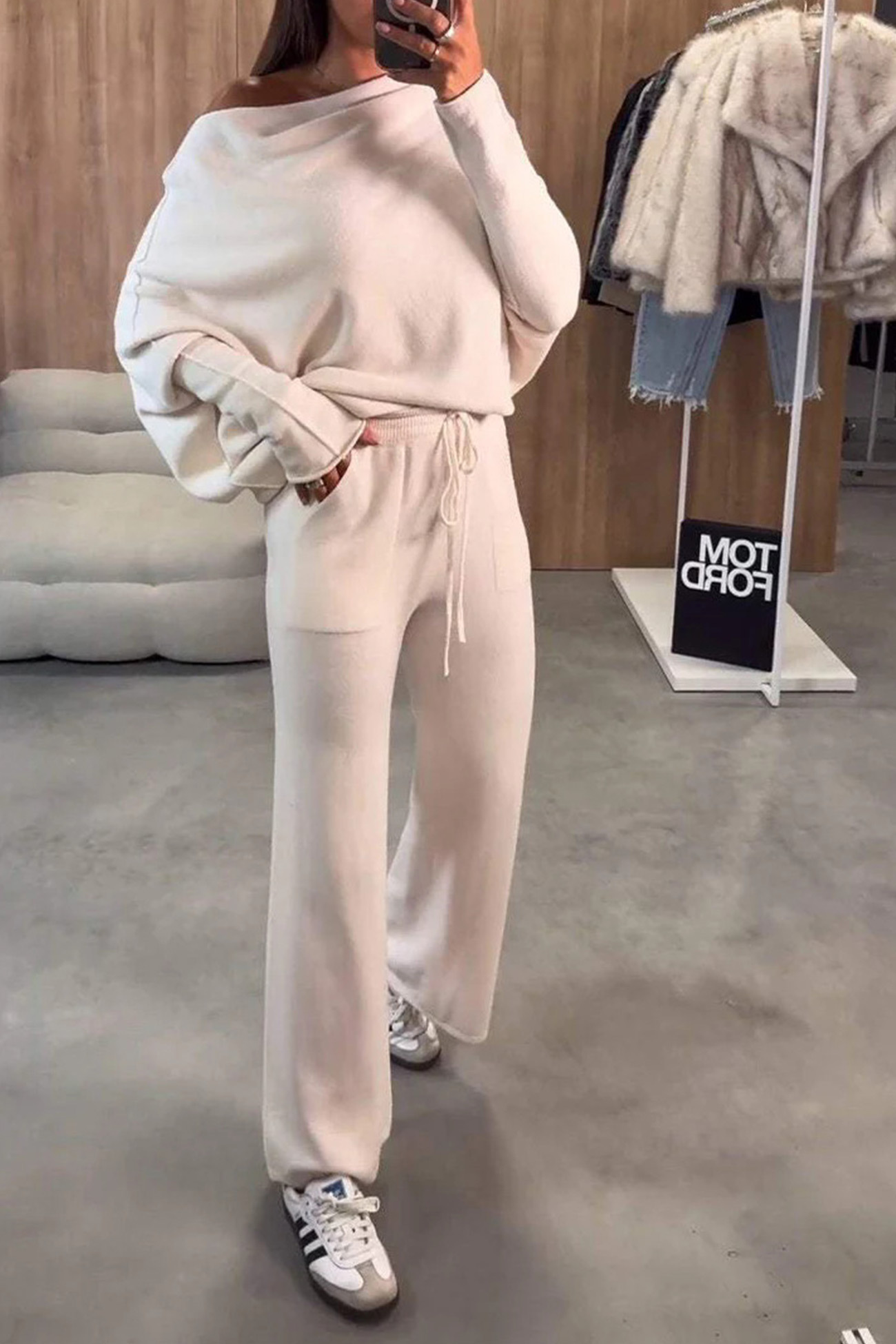 Drop Shoulder Bat Sleeve Crop Top Set