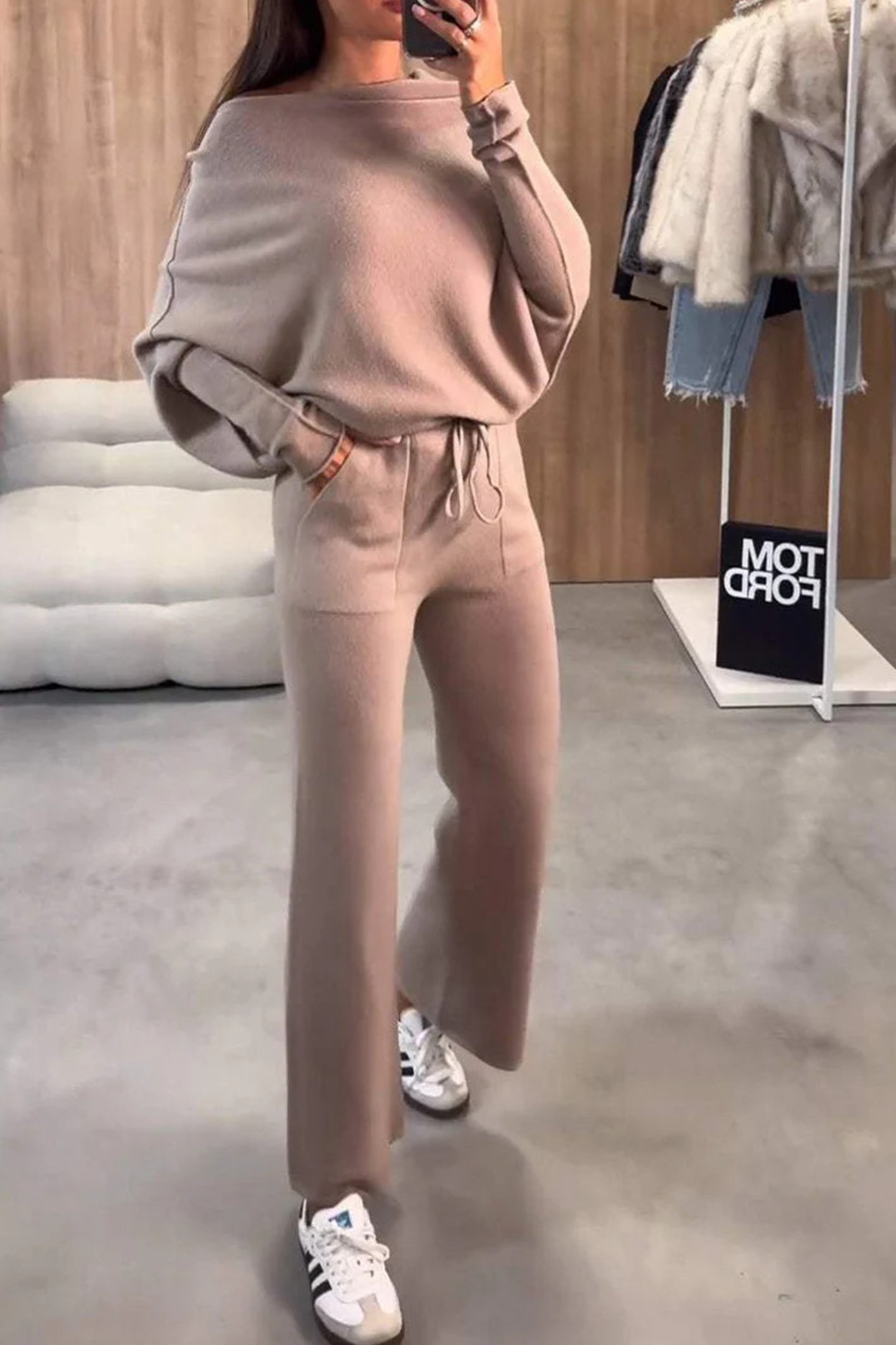 Drop Shoulder Bat Sleeve Crop Top Set