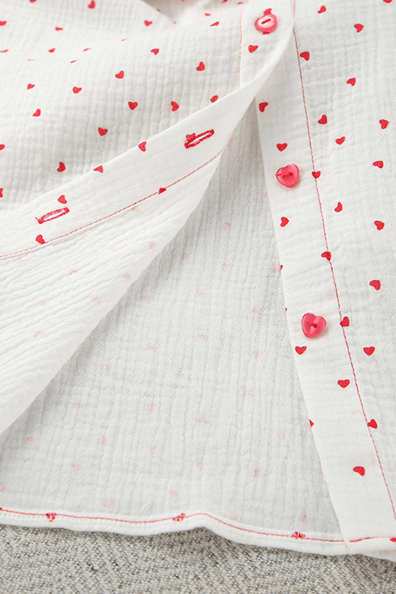 Flare Sleeve Heart Print Bow Tie Cotton Three-piece Set